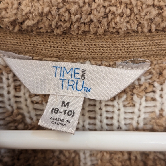 Time & Tru Quarter Zip Pullover Seater Beige Nordic Sz Medium - Picture 6 of 7